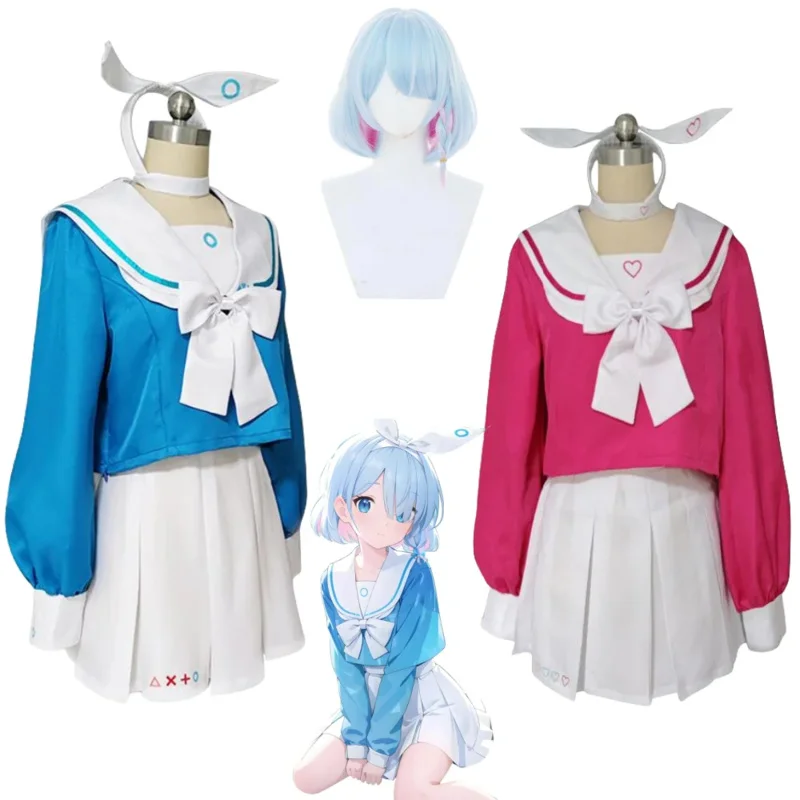 Game Blue Archive Arona Cosplay Women Jk Uniform Outfit Arona Cos Wig Halloween Costume Sets