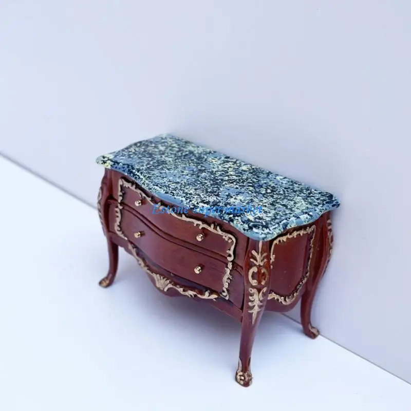 090B Dollhousess Miniature Cabinet 2 Drawers Bedside Cabinet 1:12 Scale Dollhouses