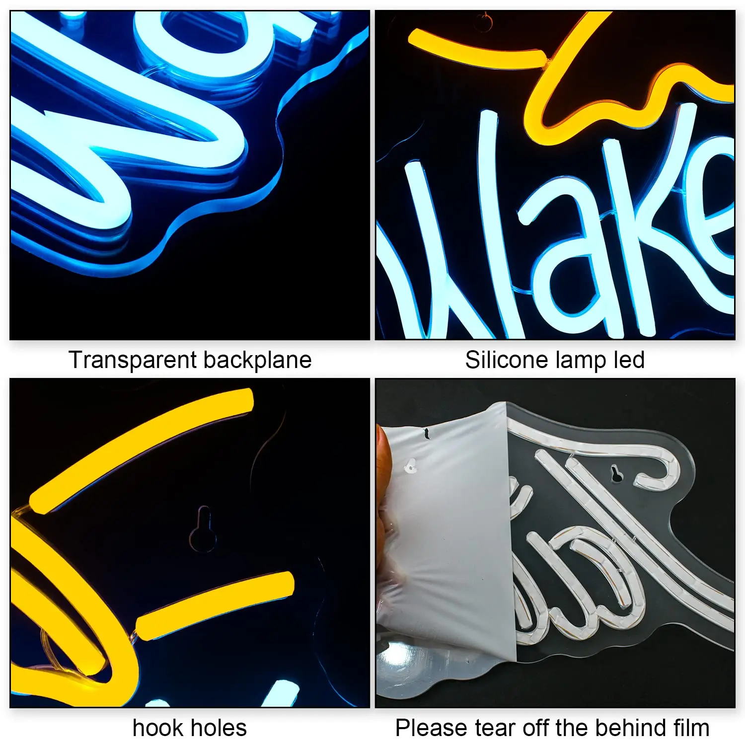 Letreros de neón Wake in Bake, luz de neón LED regulable alimentada por USB para dormitorio, hogar, cocina, pasteles, tiendas para hornear, cafeterías, fiesta de cumpleaños