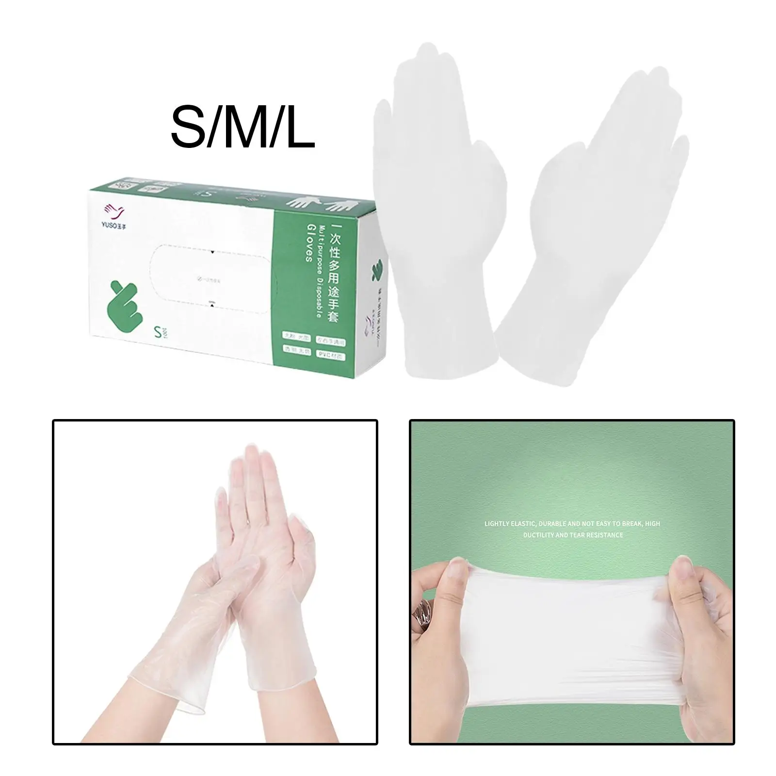 100 Pieces Disposable Gloves Food Grades Latex Free Work Gloves for Cleaning Accessories