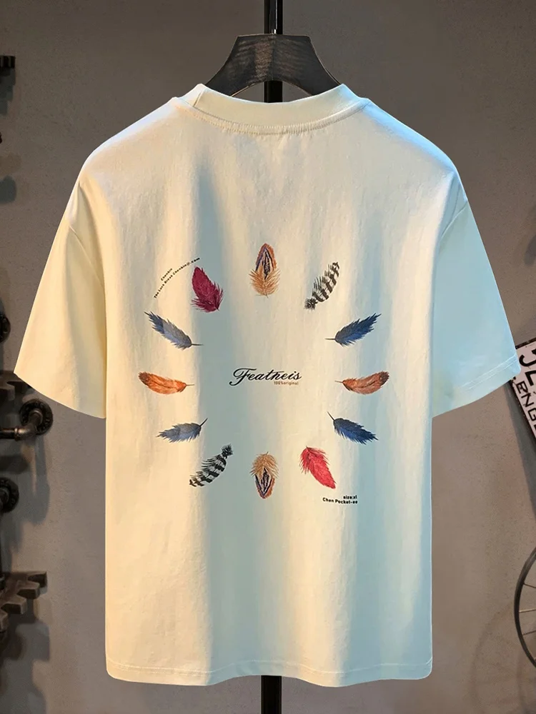 

Американская классическая футболка с принтом, мужская, летняя, модная, свободного кроя, повседневная, с круглым вырезом, коротким рукавом, стильная.