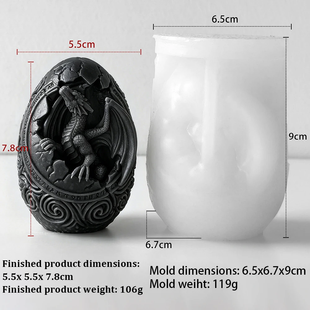 3D DIY Dinosaur Egg Candle Mold Animal Dinosaur Relief Aromatherapy Plaster Resin and Decorative Plaster Ornament Silicone Molds view 2