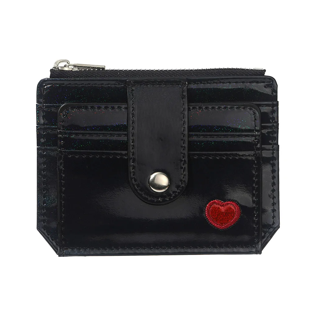 Ladies' Fashionable Solid Color Multi-slot Card Holder Mini PU Leather Zipper Wallet