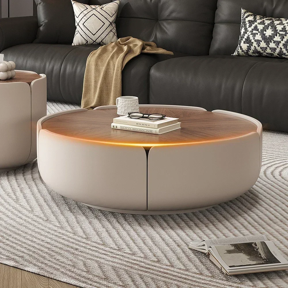 Vintage Style Round Living Room Coffee Tables Corner Simple Design Solid Wood Small Spaces Side Tables Couchtisch Furniture