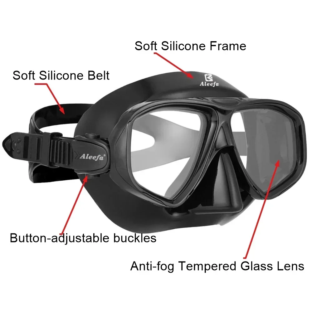 Hyperopia Diving Mask with Tempered Glasses Lens. Antifog Spray,Farsighted Dive Glasses swimming Goggles with nose cover