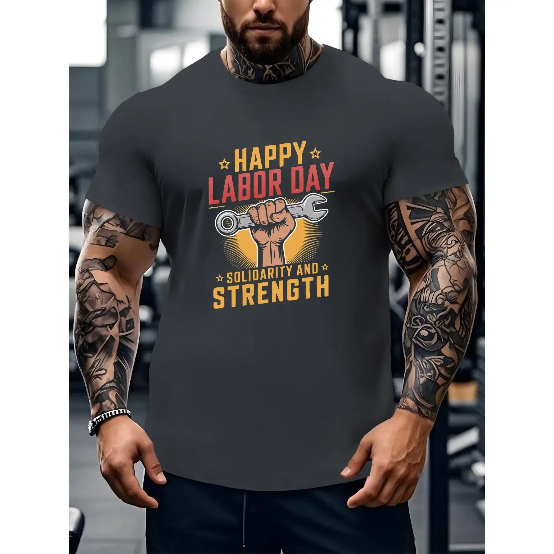 

Men Labor Day T-Shirt Worker Solidarity Strength Fist Graphic Tee Job Pride Union Worker Happy Labor Day Gift Casual Top