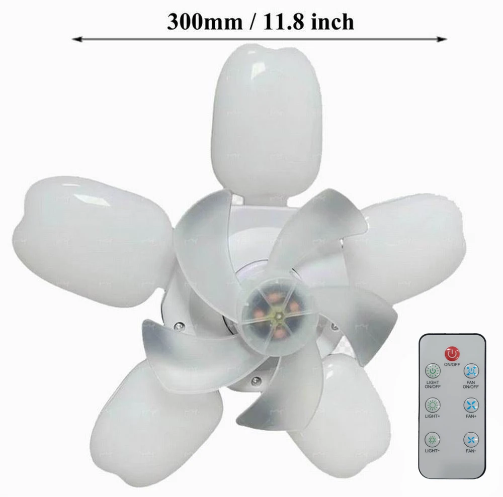 

Bright LED Ceiling Light Practical Remote Control Fan Light Plastic E27 LED Bulb Fan Suitable for Office Commercial Use