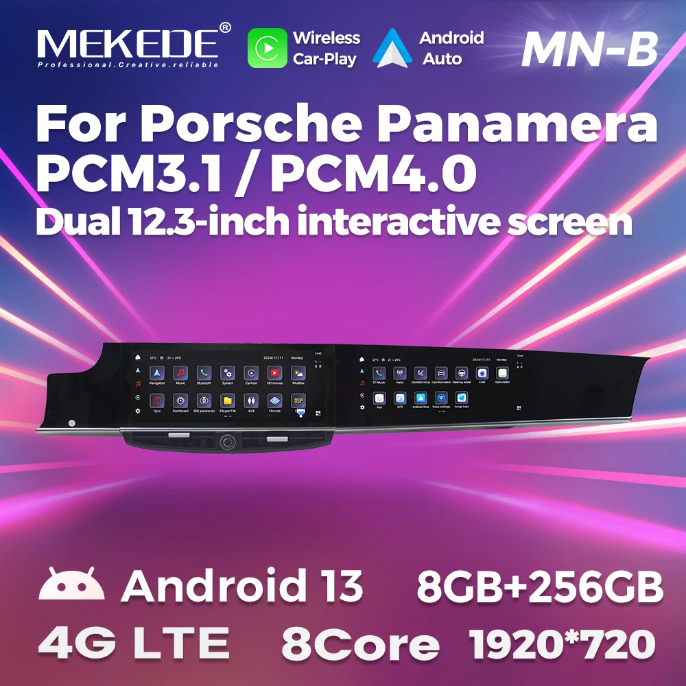 Mekede MNB Dual IPS Screen Android Car Radio Auto Electronics 4G WIFI GPS For Porsche Panamera Pcm3.1 Pcm 4.0 12.3inch BT