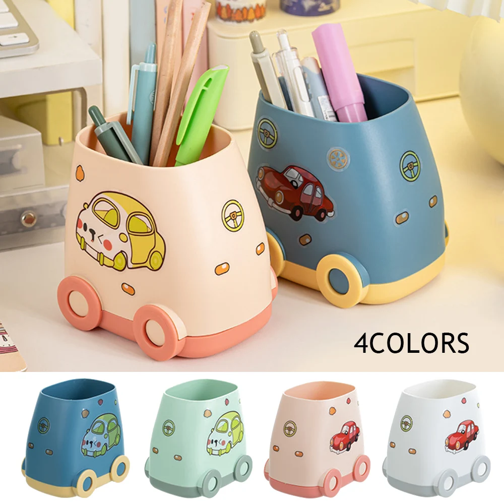 

Funny Cartoon Car Shape Pen Holder Creative Pencil Pot Stationery Storage Box Pens Pencil Organizer for Student Desktop Decor