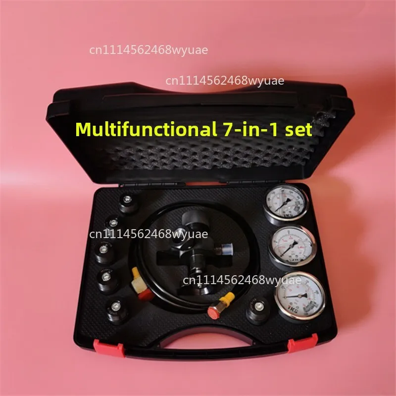 7-in-1 Hydraulic Cylinder Nitrogen Gas Charging and Pressure Test Tool Kit