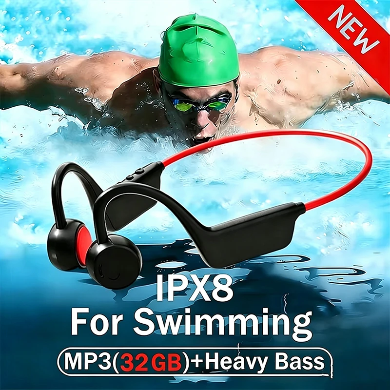 Knochenleitungs-Kopfhörer Kabellos Schwimm-Sportkopfhörer IPX8 Bluetooth 5.4 Mit Mikrofon Wasserdicht Fitness 2026