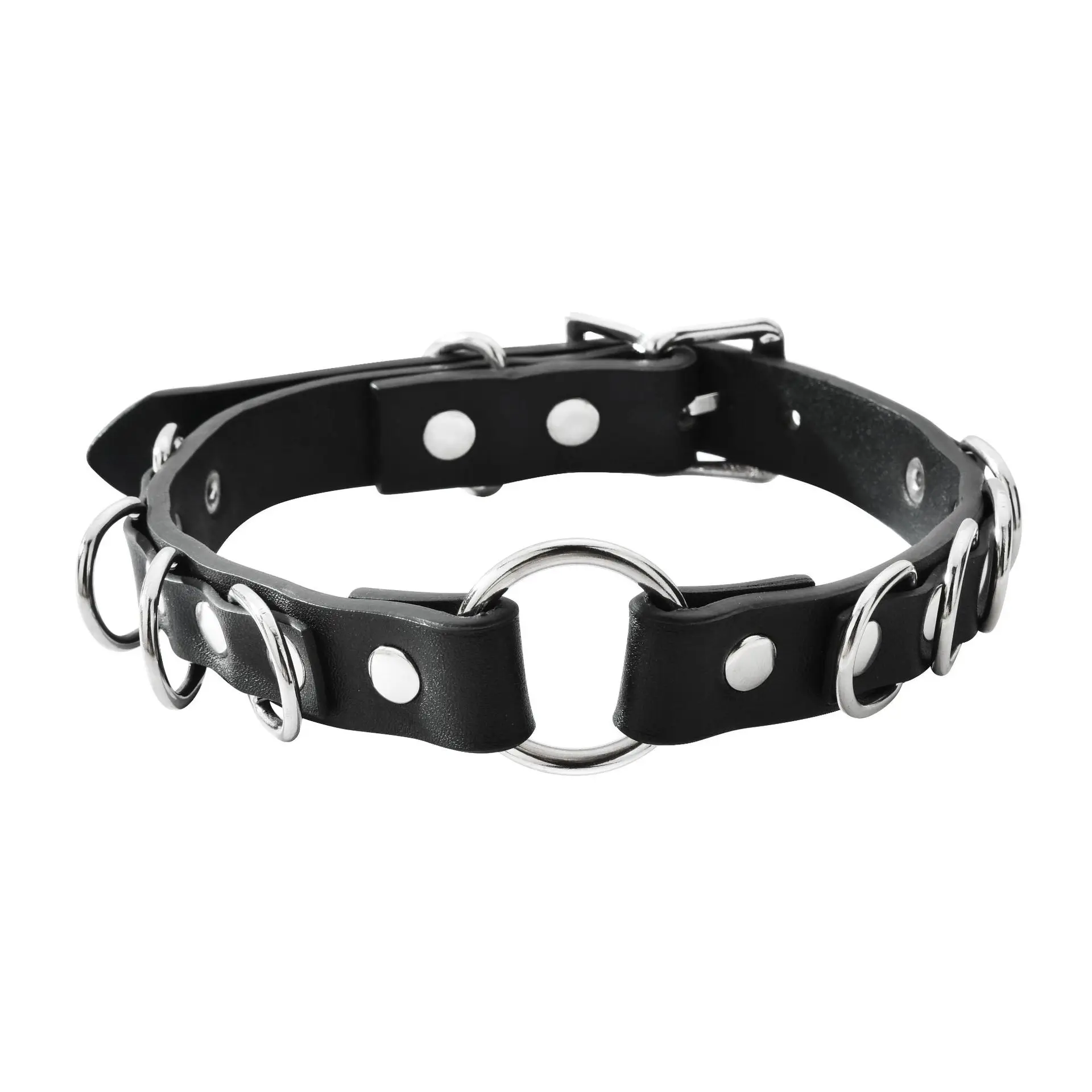 리벳 칼라, 리틀 울프하운드, 리틀 강아지, 트렌디한 블랙 가죽 칼라, 패셔너블한 칼라 링, 펀 벨트