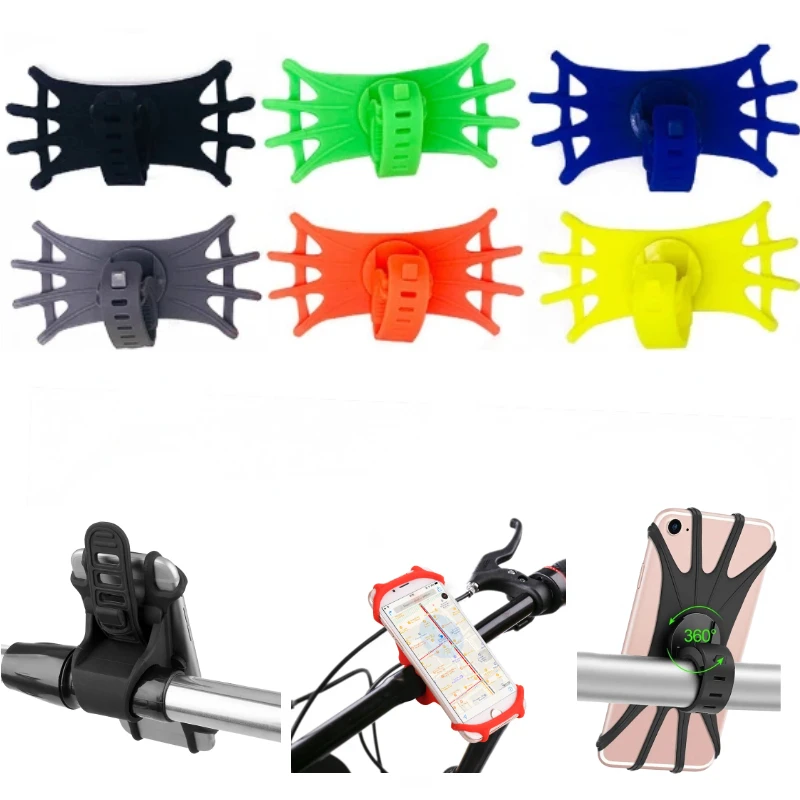 Bicycle Silicone Mobile Phone Holder Bike Removable 4.0-6.0 Inch Phone Holder 360 Rotating Riding Navigation Equipment Holder