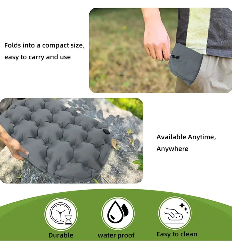 Tragbares Aufblasbares Outdoor-Sitzkissen, Feuchtigkeitsbeständig, für Reisen, Camping, Sitzunterlage, Faltbare Matratze für Zuhause und Büro – Detail 6