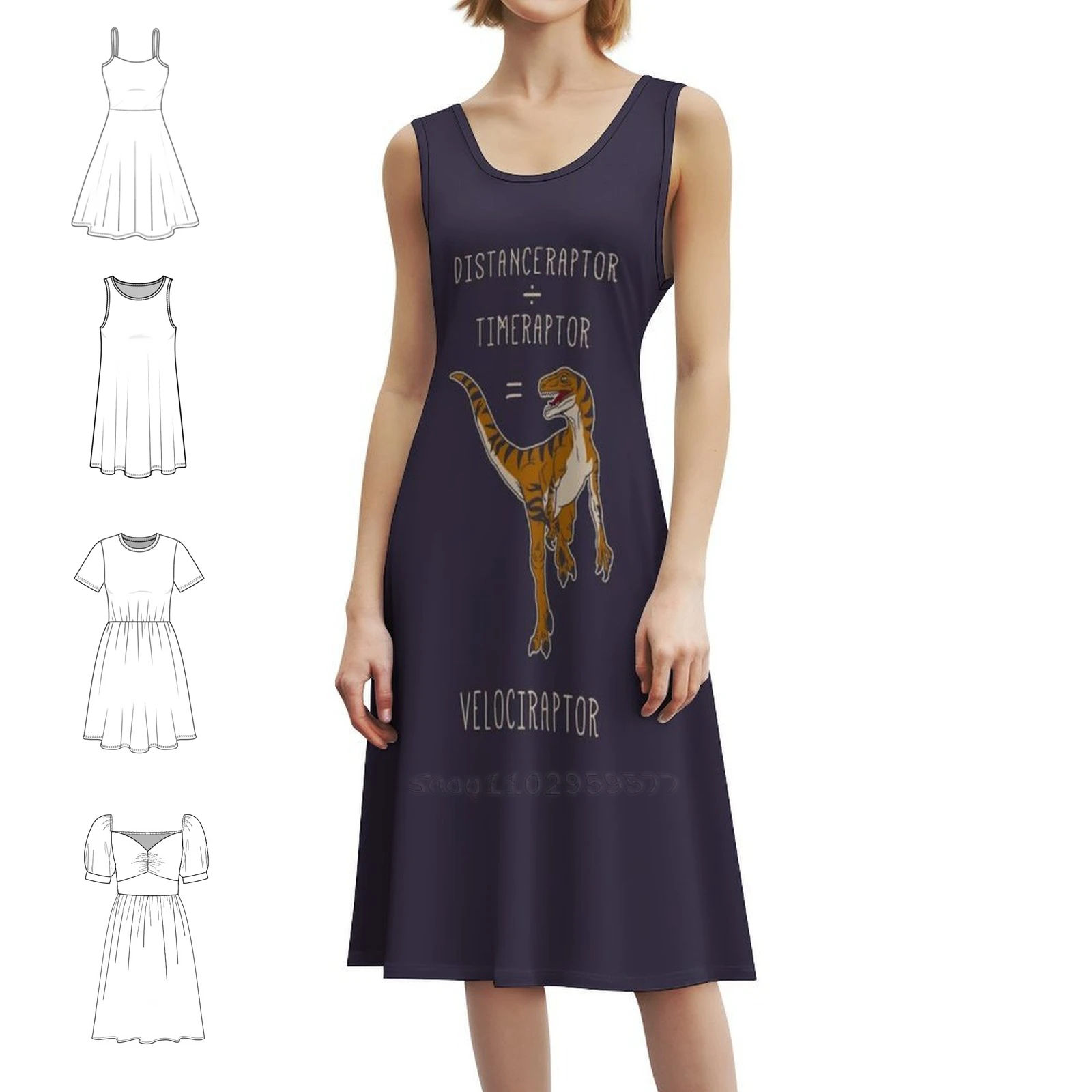 فستان فيلوسيرابتور = Distanceraptor / Timeraptor بوهيمي بدون أكمام للنساء مطبوع فساتين حفلات الشاطئ فيلوسيرابتور