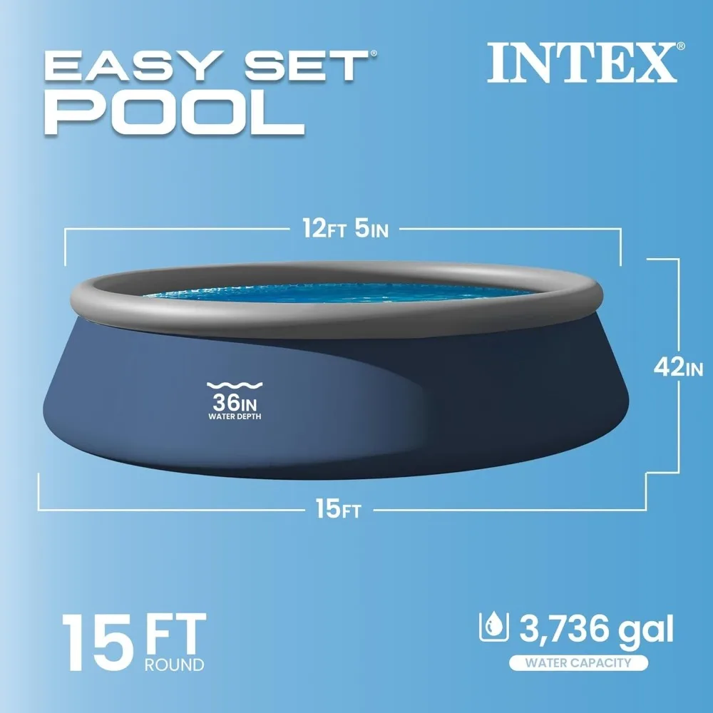 

15'x42" Easy Set Inflatable Pool, Filter Pump & Ladder, Above Ground Outdoor, Custom