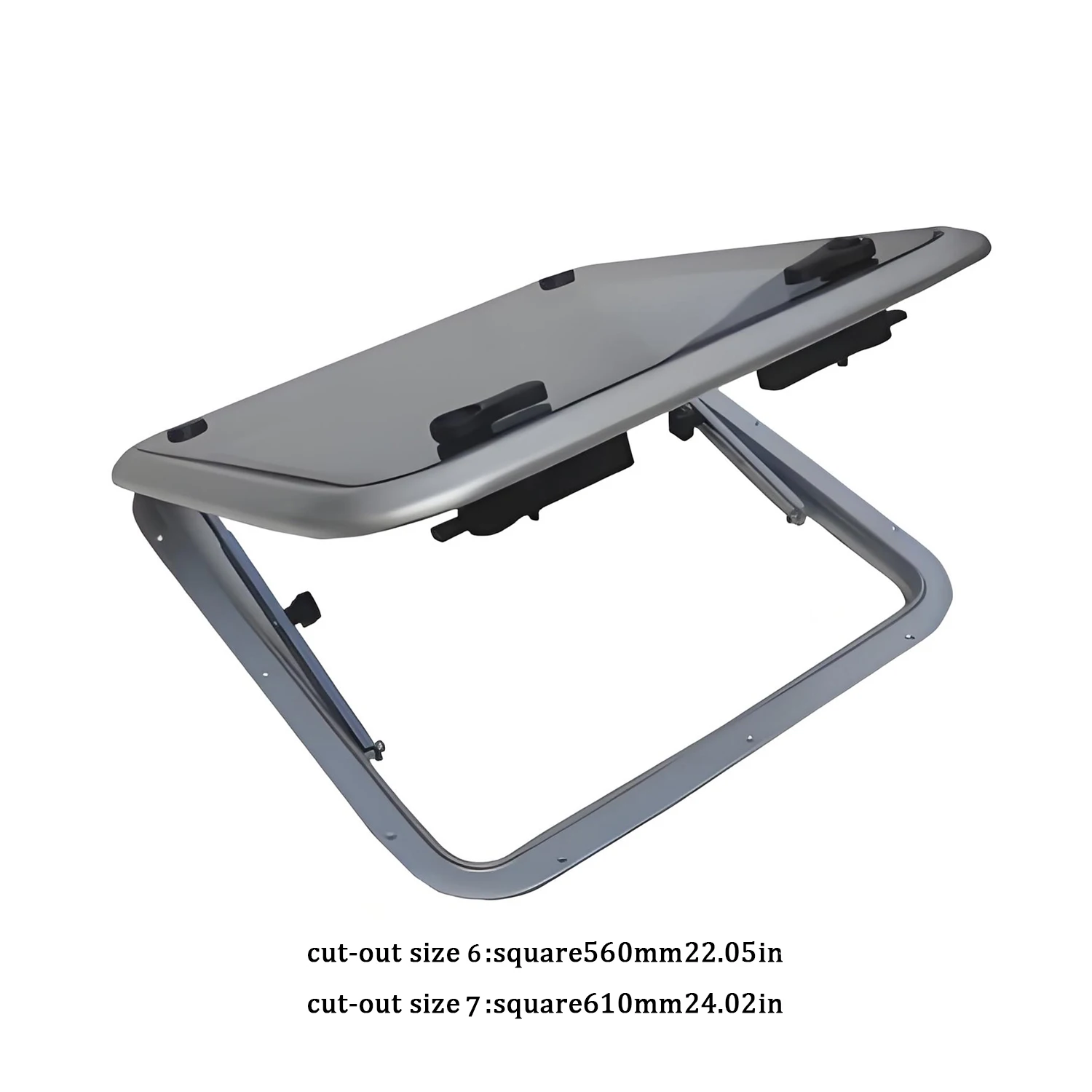 

Marine Aluminum Skylight Window Hatch - Square Multi-Size Tempered Glass Deck Door for Yacht, RV & Boat