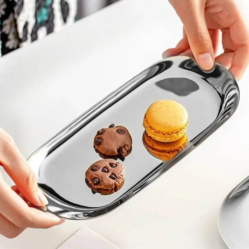 

3PCS Metal Dining Dish Stainless steel oval tray Creative Restaurant dessert pastry tray Gold Hotel towel tray Tableware