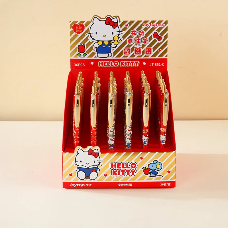 

New Hello Kitty Retractable Gel Pens 0.5mm Black Ink Quick Dry Smooth Writing Cartoon Cute Pens For Student Exam Wholesale