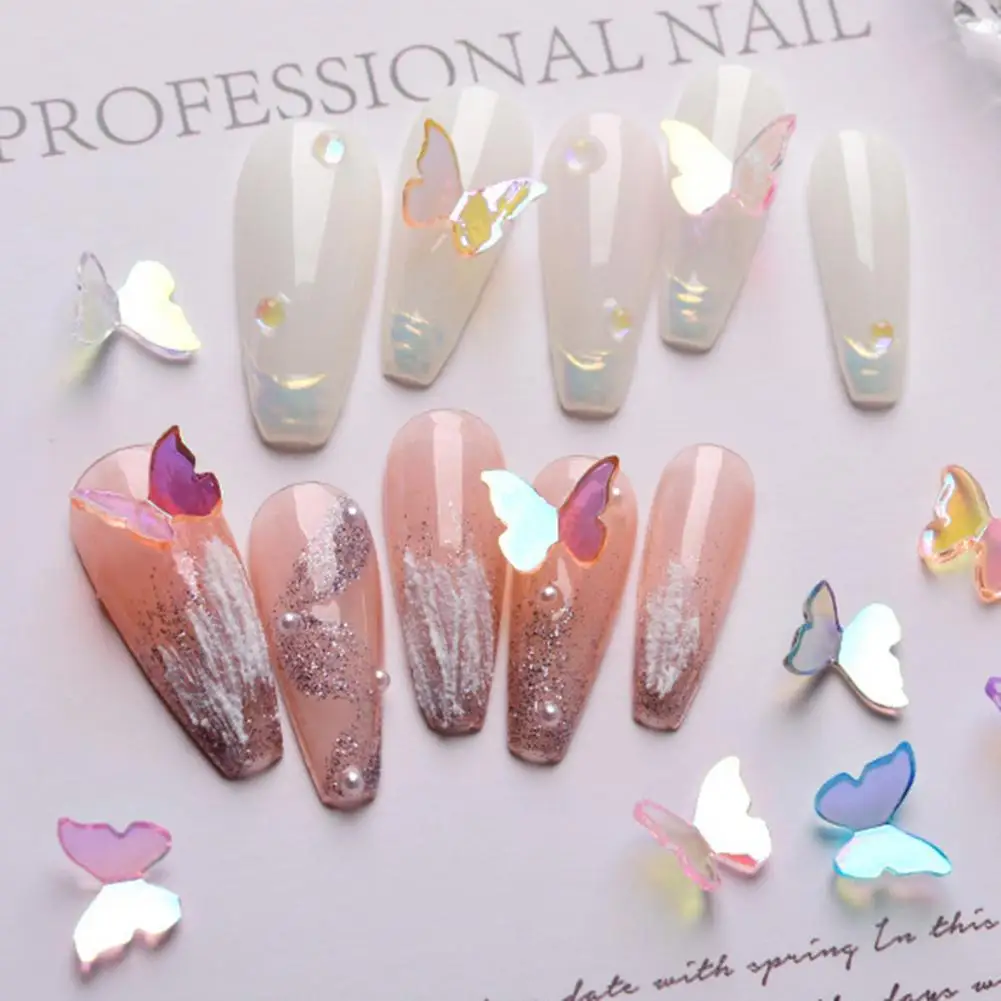 Nail Ornaments 30Pcs Delicate Fade-Resistant Easy to Apply  3D Butterfly Fingernail Manicure Decorations for Nail Salon