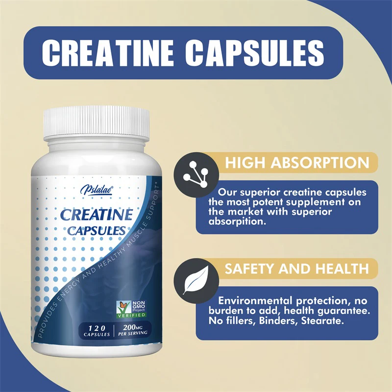 Creatine Capsules - Enhances Muscle Endurance and Energy Support, Improves Athletic Performance