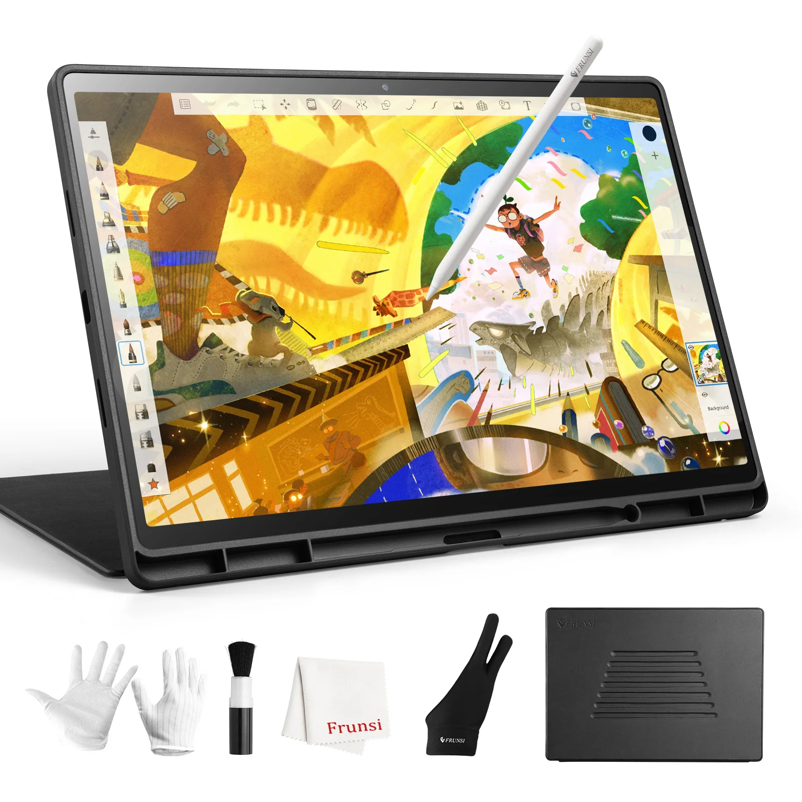 Frunsi T14 Standalone Drawing Tablet No Computer Needed Android 15 Pad 14 Inch FHD Display 2000*1200 10000mAh Monitor for Artist