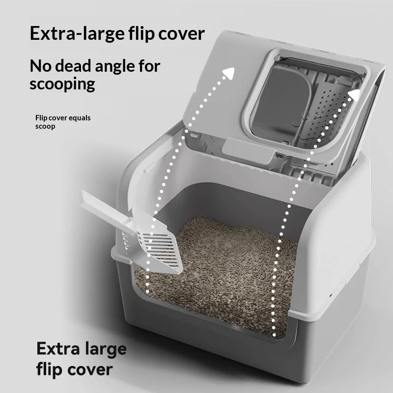 Caja de arena cerrada para gatos, salida superior y control de olores - imagen 3