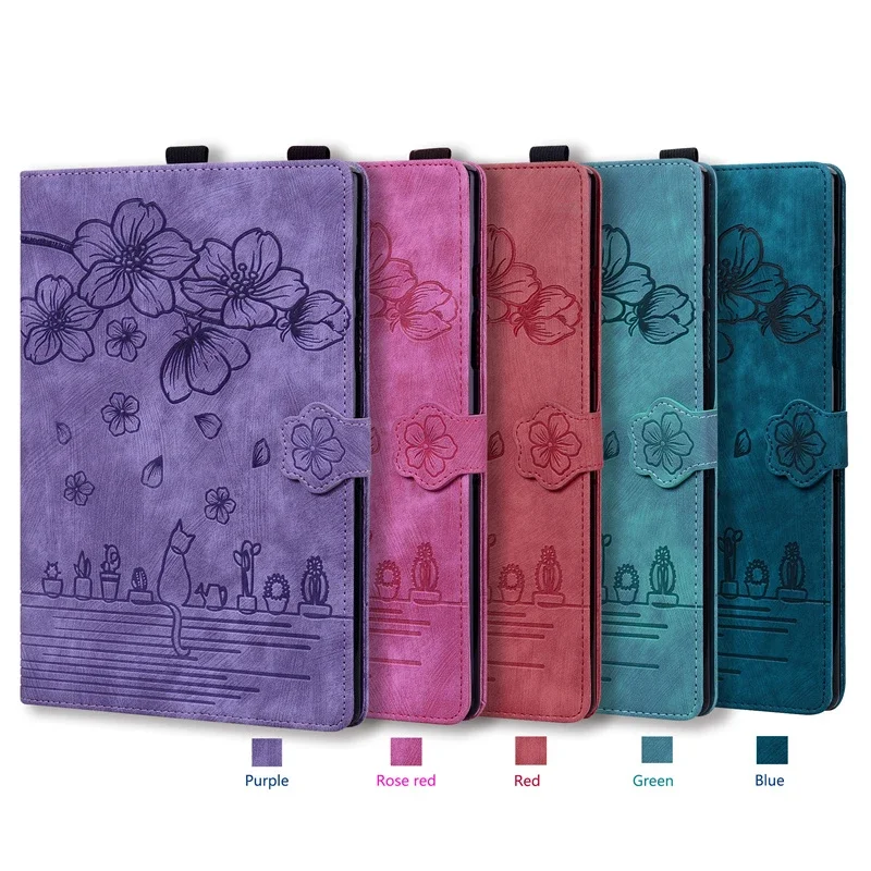 3D Sakura Flower Wallet Cover for iPad Pro M4 11 inch Stand for iPad Pro 11 2024 TPU Soft Cover Funda Capa PU Leather