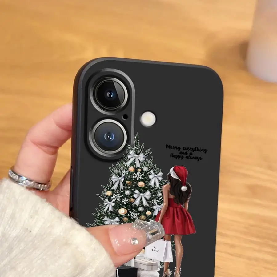 حافظة لهاتف آيفون 15 16 14 Plus 13 12 11 17 Pro Max 17Air XR XS Max 7 8 غطاء هاتف ناعم أسود هدية عيد ميلاد سعيد