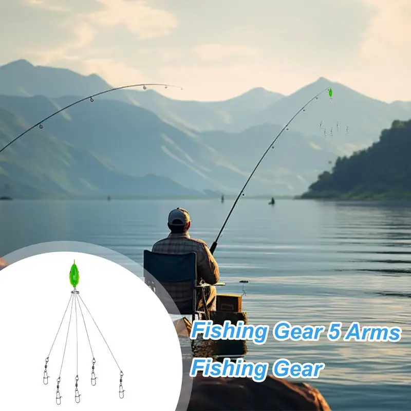 Umbrella Rig Angeln Salzwasser 5-Arme Angelgeräte Köder Angelgeräte Köder mit realistischer 3D-Fischaugen-Angelköder Köder-Rigs