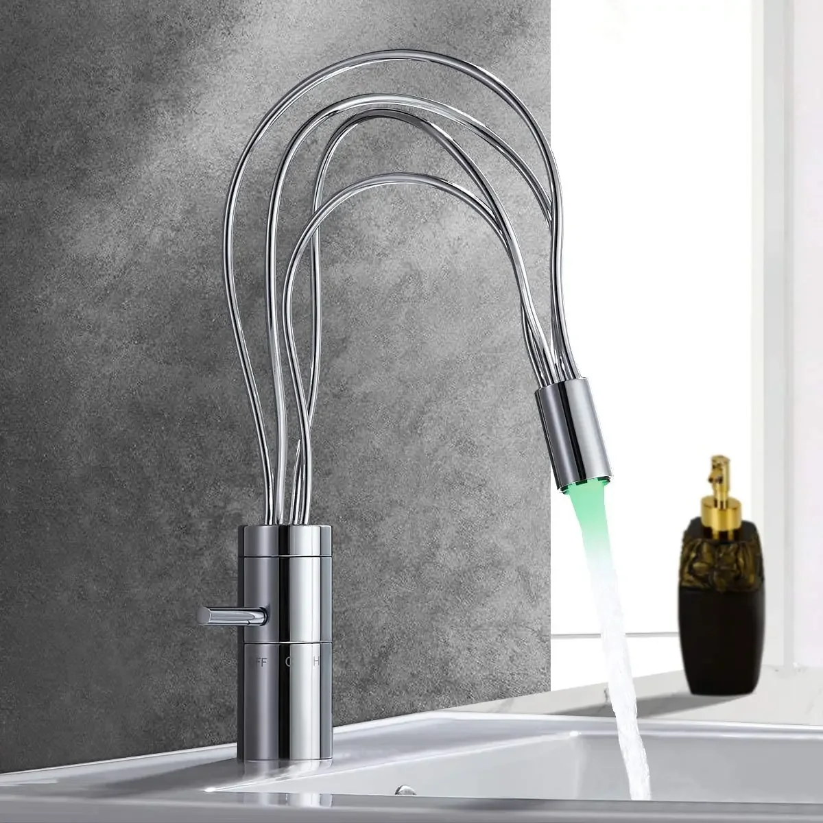 Modern Single Handle Single Hole Nest LED Bathroom Sink Faucet Brass Chrome Hot And Cold Water Mixer