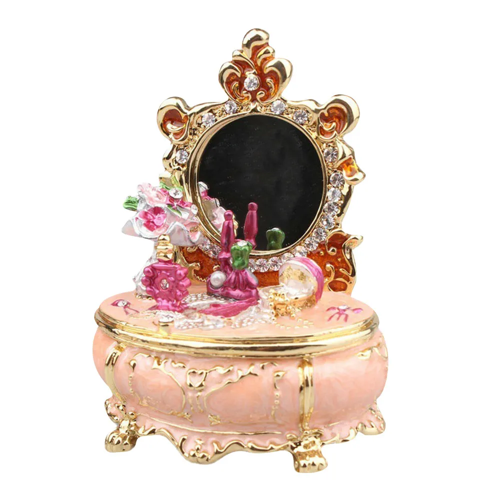 

Jewelry Storage Box Zinc Alloy Dresser Shaped Small Desktop Adorn Organizer Ring Necklace Earrings Holder Gift Case