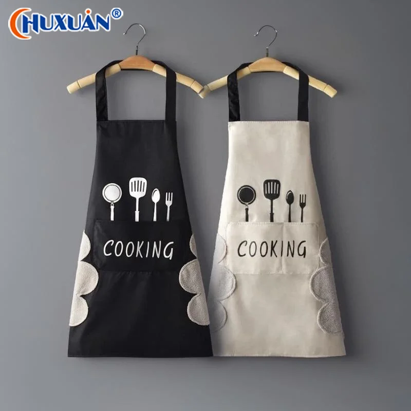 Q Waterproof Oil-Proof Kitchen Apron With Hand Towel, Stylish Couple Design Home Cooking Baking