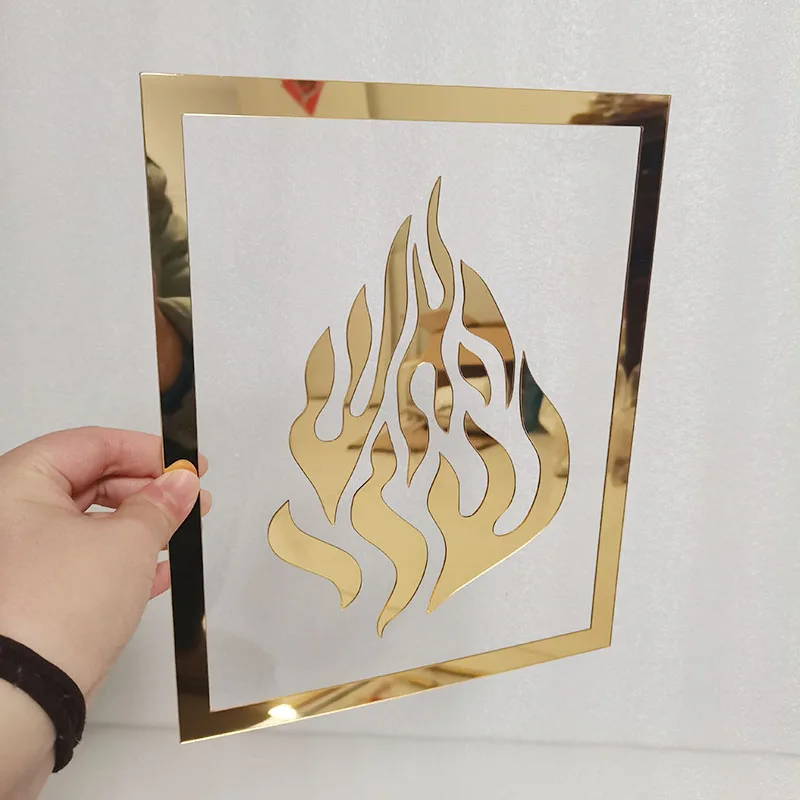 Custom Haesh Sheli Hebrew Sign Mirror Square Frame Acrylic Jewish Breslev Breslov Judaica My Fire Flame