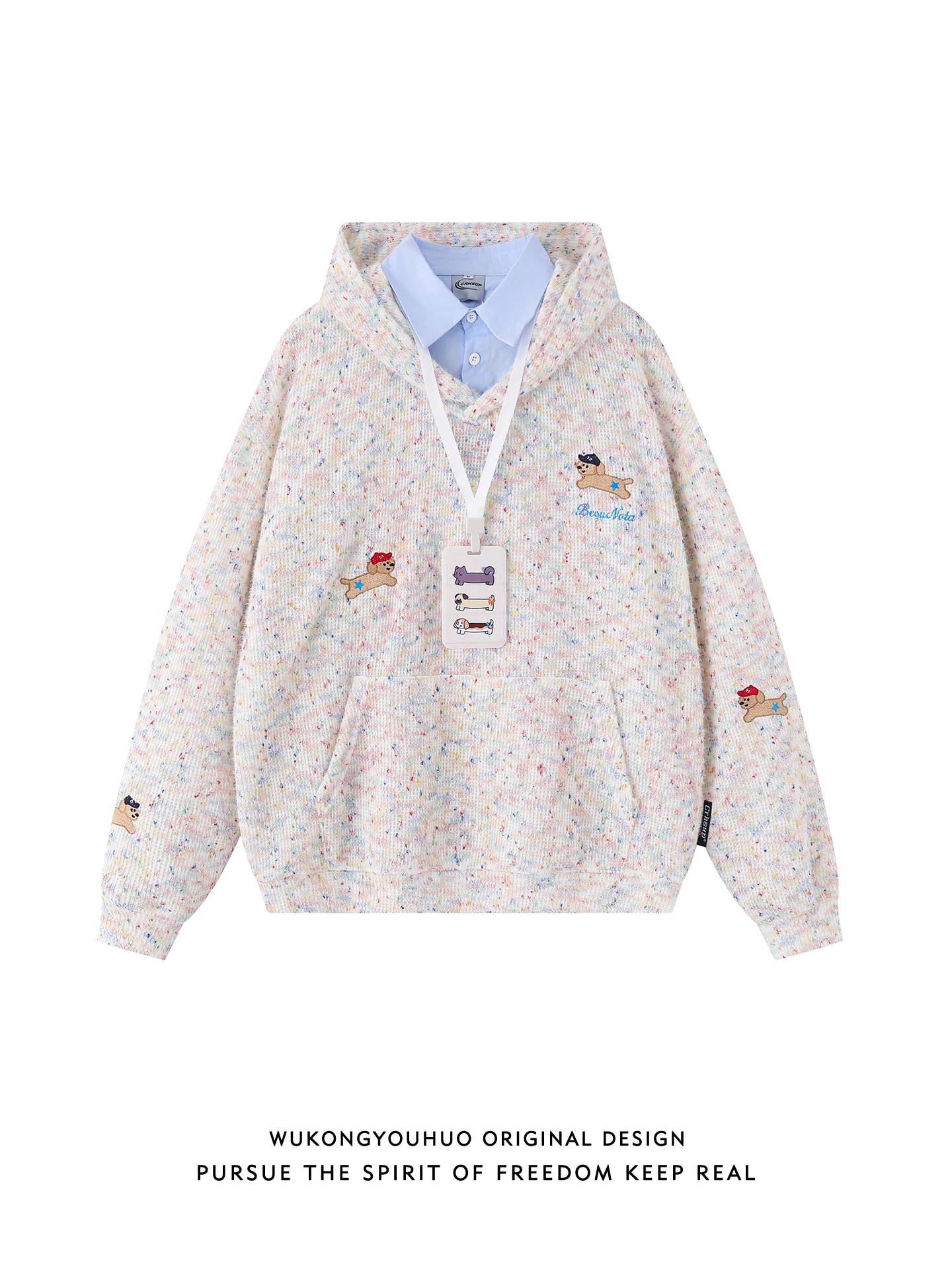 

Ретро-толстовка с вышивкой собаки, мужская повседневная уличная одежда свободного кроя с длинными рукавами, молодежная модная толстовка в стиле Lazy Brand для пар