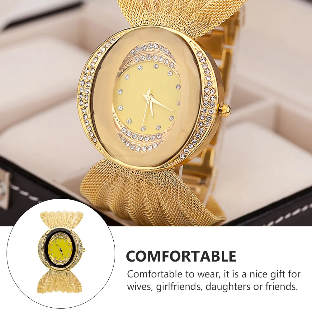 

1Pcs Chic Oval Wide Band Watch Stylish Mesh Strap Casual Quartz Watch Women Fashion Wristwatch Comfortable Elegant Gift