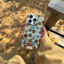 Vintage INS Ripple Texture Flower Pattern Dual-layer Chic Phone Case for iPhone 16 15 14 13 Pro Max Back Phone Cover Capa
