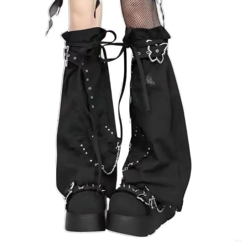 B95F Phong cách đường quần jean Chân ấm Bướm Decor Fashion KNEE Vỏ đầu gối cho phụ nữ Music Festival Phụ kiện chân