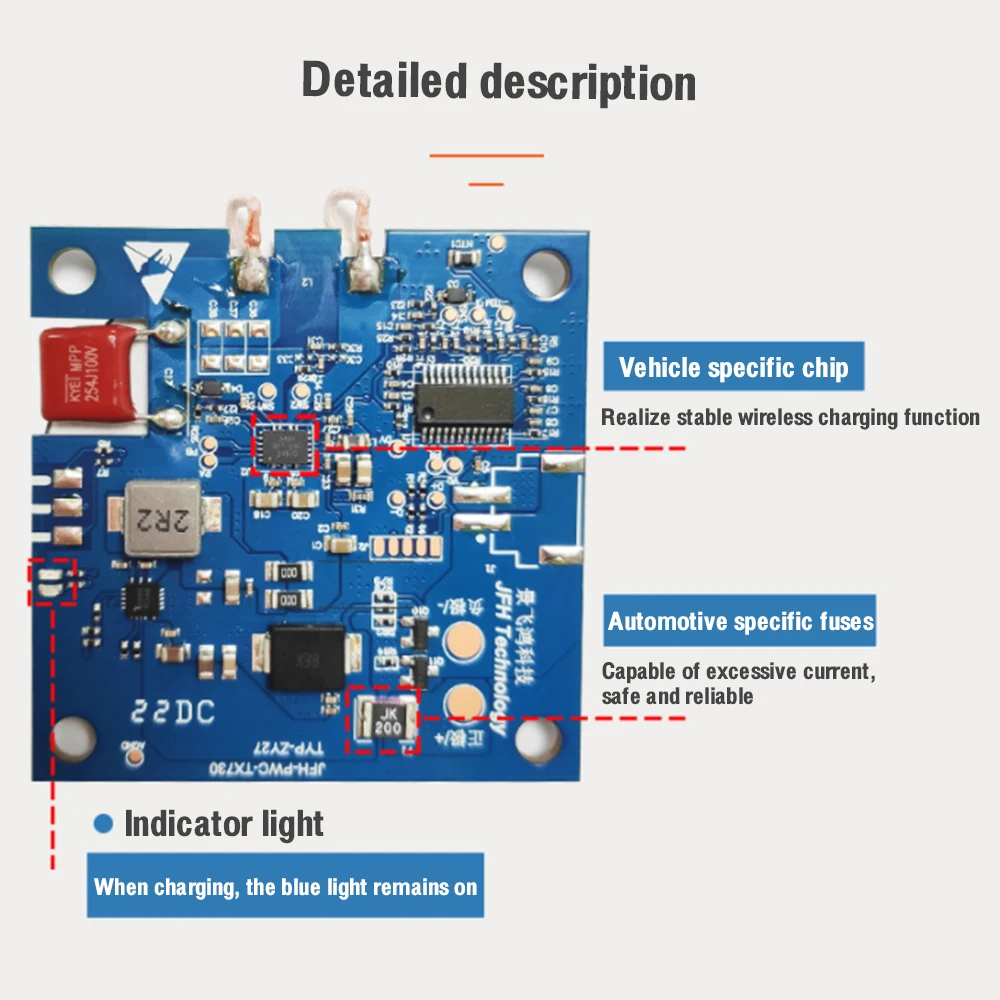 DC 12V 24V 20W For Qi Standard Wireless Charger Transmitter Board Module Battery Power Bank Fast Charging Coil Circuit Universal