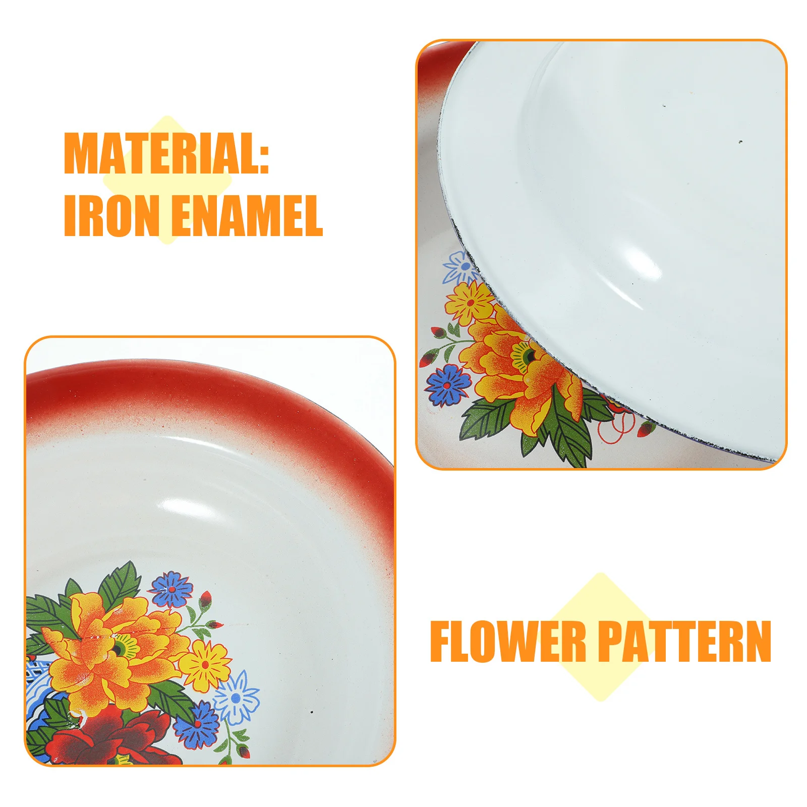 

3pcs Vintage Enamel Plate Red Chinese Style Flower Pattern Tableware For Food Serving Dessert Snack Fruit Steamed Dish Kitchen