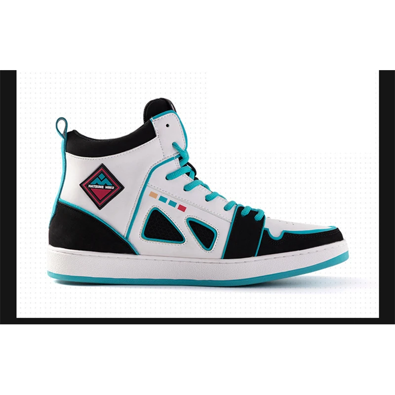 Kawaii Hatsune Miku Pattern series DIY homemade new anime Color-blocked flat-bottomed high-top Cargo shoes Couples Birthday gift