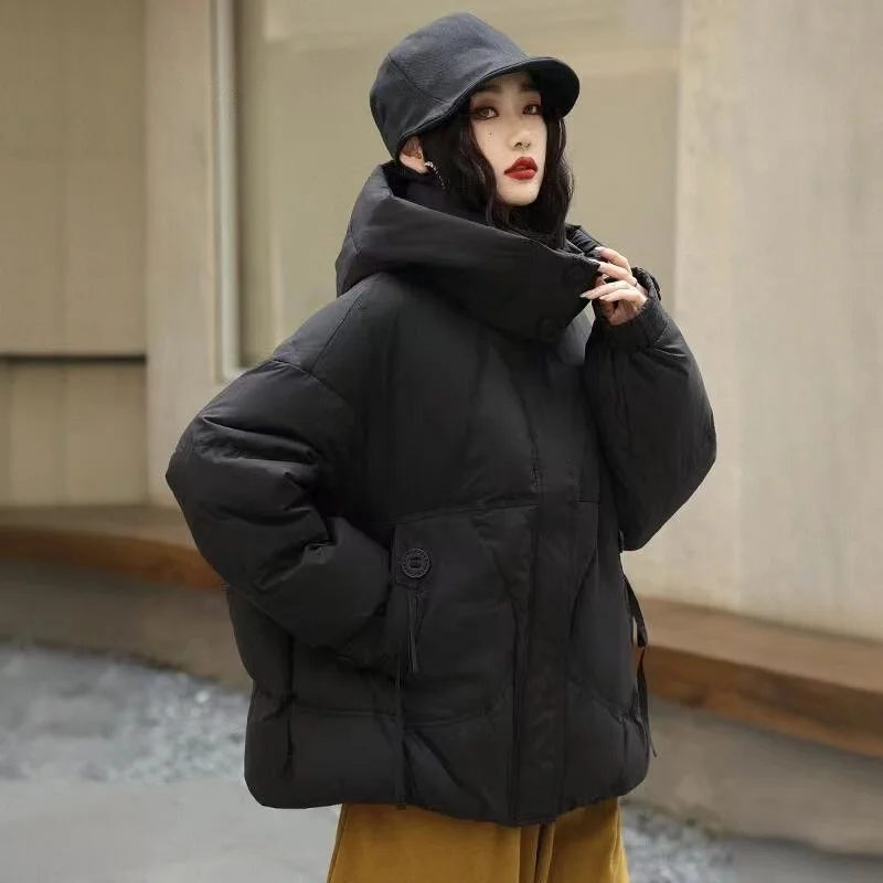 

High End Down Jacket Women Winter 2024 Loose And Fashionable Medium To Long Style Hooded Thickened Plus Size Chubby