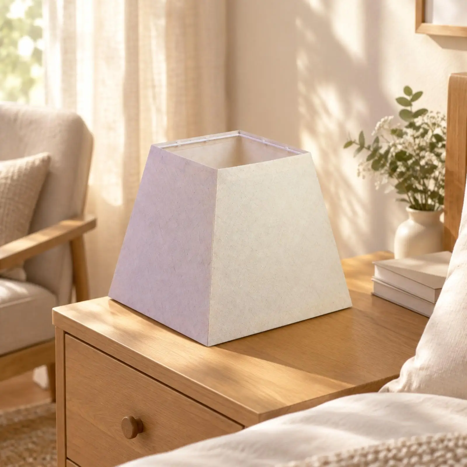 Removable Linen Lampshade for Table Lamp White Metal Frame Open Top Diffuse Light Stylish Room Decor