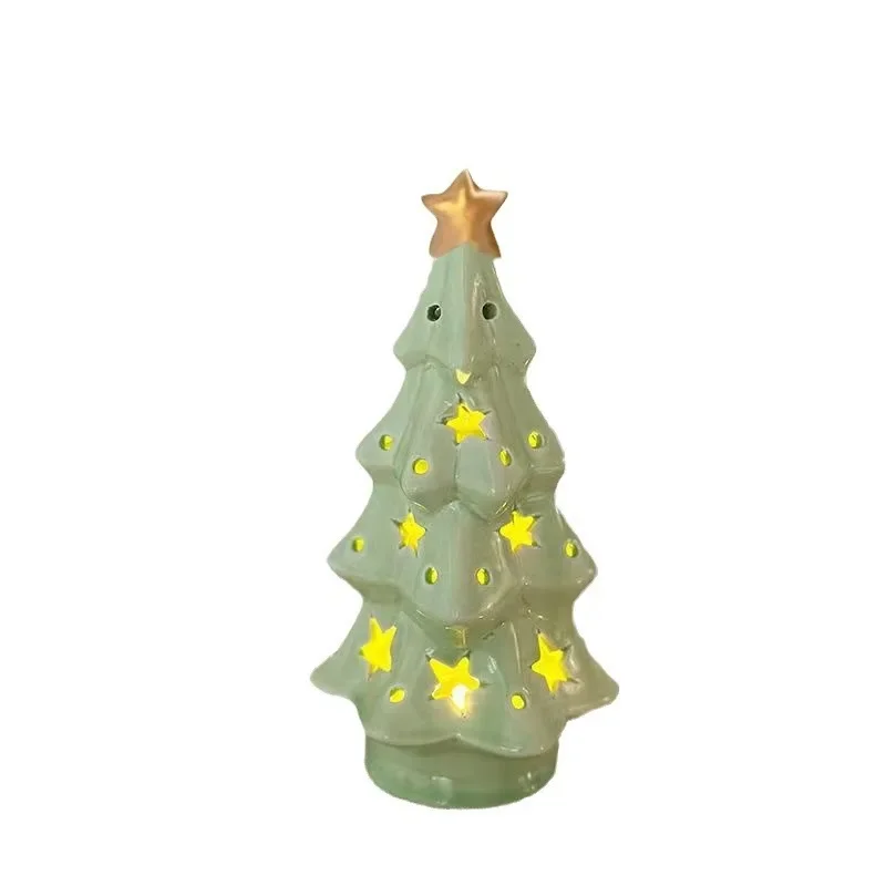 Creative and cute ceramic bow bell star Christmas tree ceramic ornaments, home Christmas decorations, Christmas decoration gifts