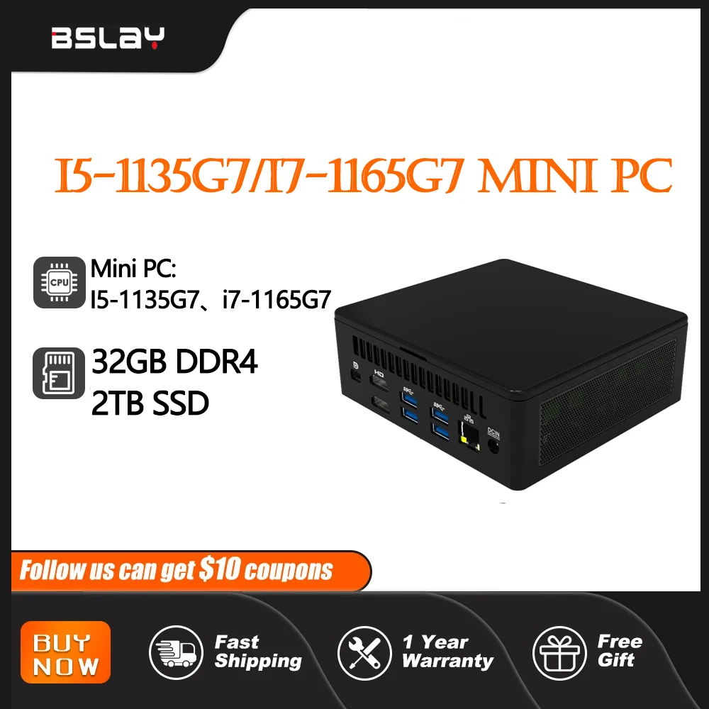 Mini PC Computer PC, Windows11 11th Gen, i5 1135G7, i7 1165G7, Thunderbolt 4, 2 * DDR4 NVMe SSD, 2 * HDMI2.0 DP Mini PC da gioco