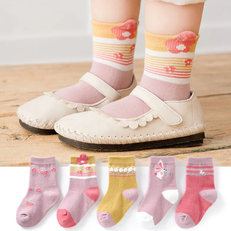 1 Pair Random Color Baby Socks 0-12Y Infant Baby Socks for Girls Cotton Cute Newborn Boy Toddler Socks Baby Clothes Accessories