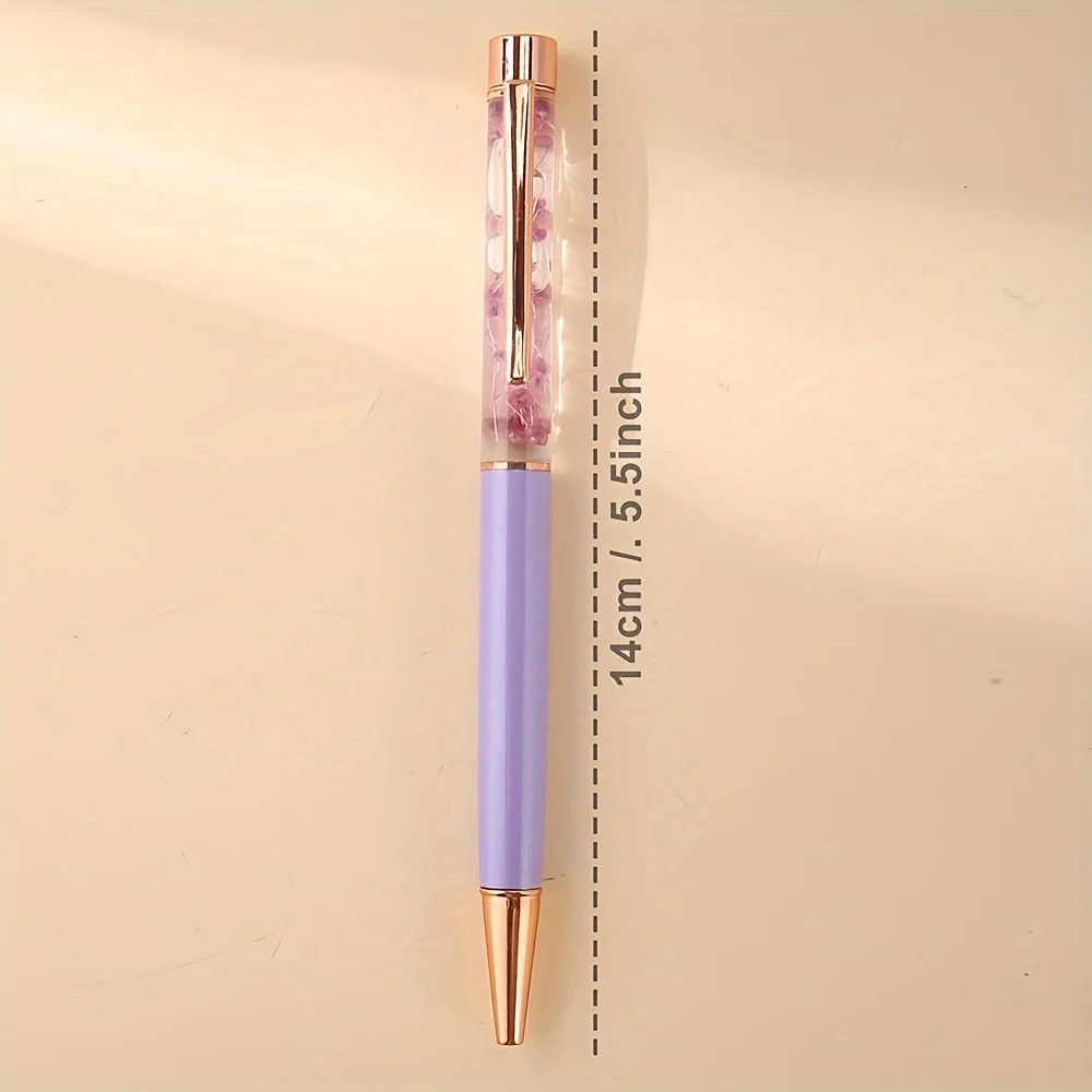 3 Pieces Creative Metal Ballpoint Pen Office Supply Rose Pen Dynamic Liquid Flower Pen Office Accessories Unique