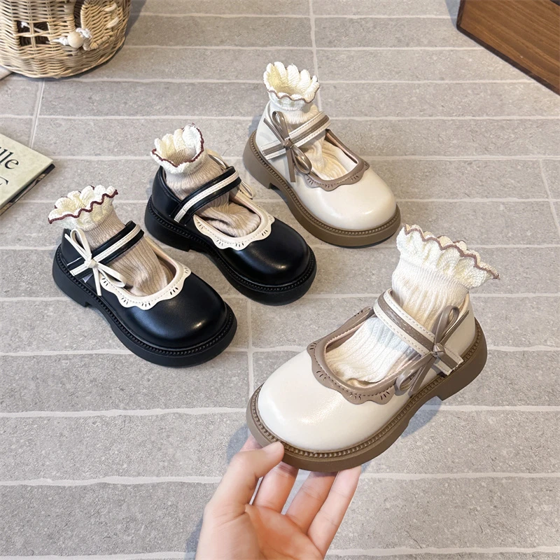 

Модная школьная обувь для девочек, детская обувь принцессы в стиле пэчворк для детей, кожаные туфли с рюшами для малышей, обувь Мэри Джейн