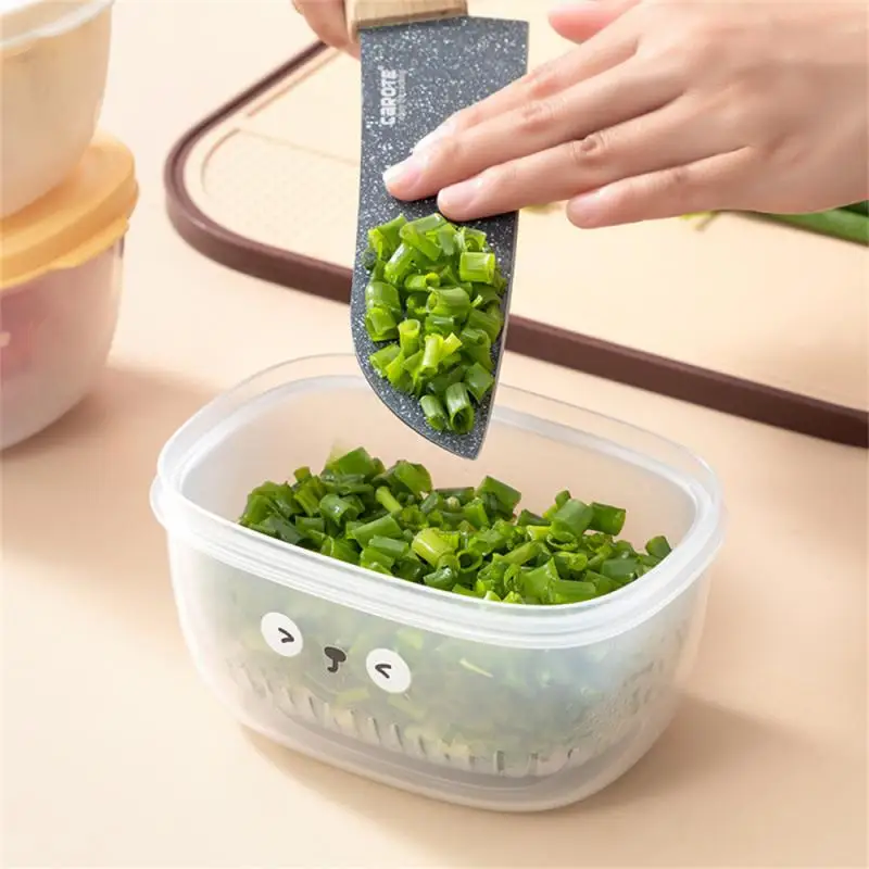 Kitchen Anti-string Flavor Storage Box Chopped Green Onion Ginger Fresh-keeping Box Drain Vegetable Preparation Box Food Storage