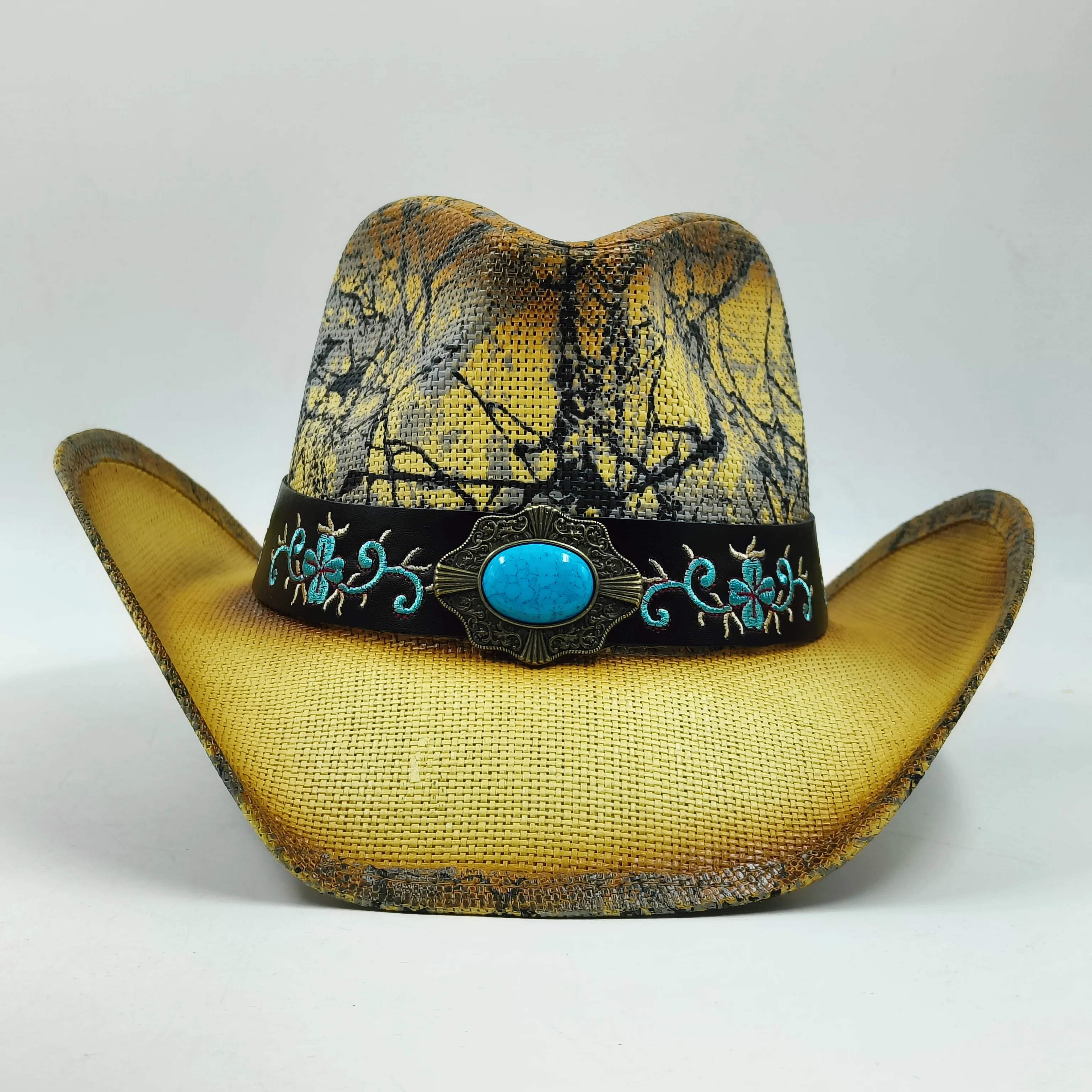 

summer Straw Cowboy hat women Fashion cowgirl straw hat solid caps men western cowboy hat Sunshade Jazz Hat Panama men sun hat